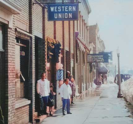 Frankfort-Elberta, MI, USA, circa 1920, colorized